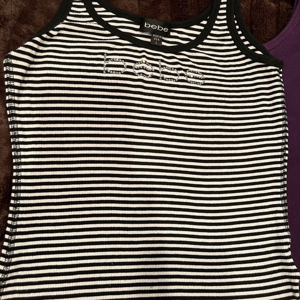 2 Bebe Rhinestone Tops Size Large - Picture 2 of 5